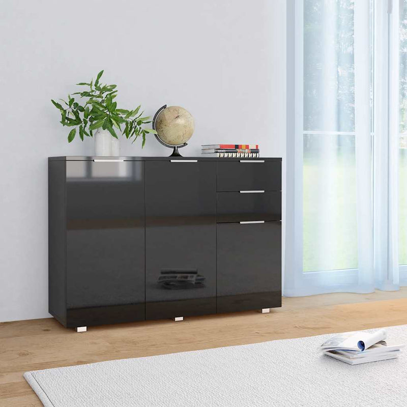 Dulap, negru extralucios, 107x35x80,5 cm
