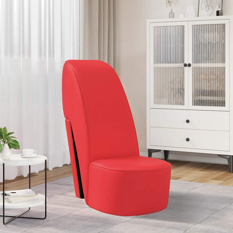 Scaun, design toc înalt, roșu, piele ecologică