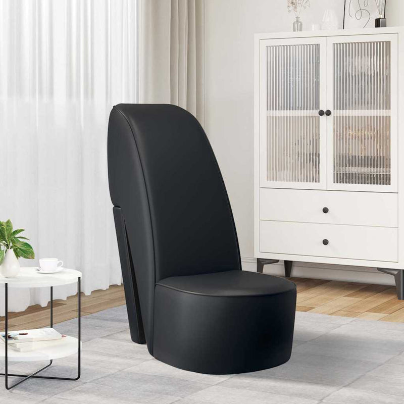 Scaun, design toc înalt, negru, piele ecologică