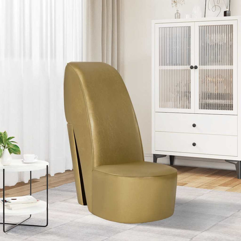 Scaun, design toc înalt, auriu, piele ecologică