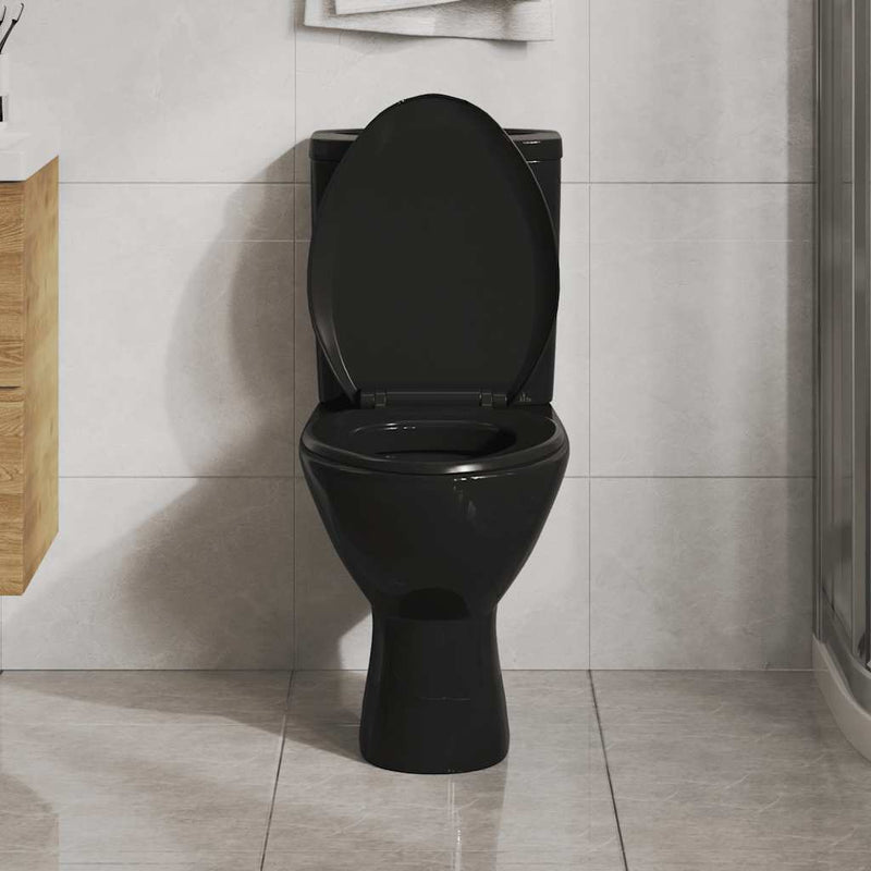 Capac WC cu închidere silențioasă, eliberare rapidă, negru