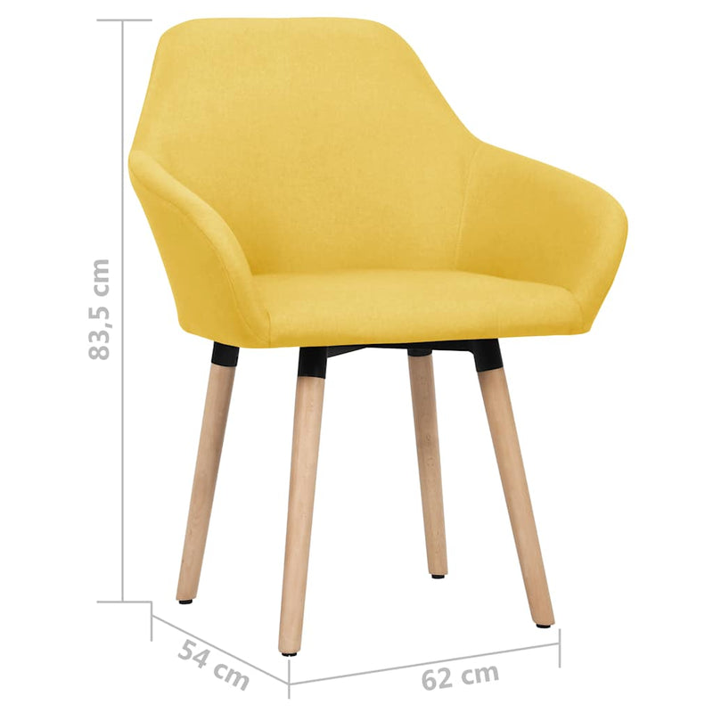 Scaune de bucătărie, 2 buc., galben, material textil