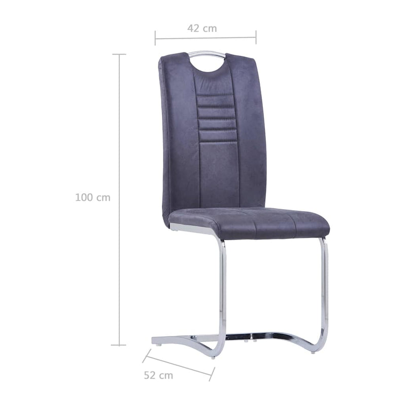 Scaune de bucătărie consolă, 2 buc., gri, piele întoarsă eco