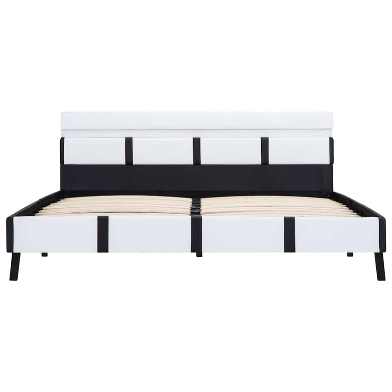 Cadru de pat cu LED, alb, 140 x 200 cm, piele ecologică