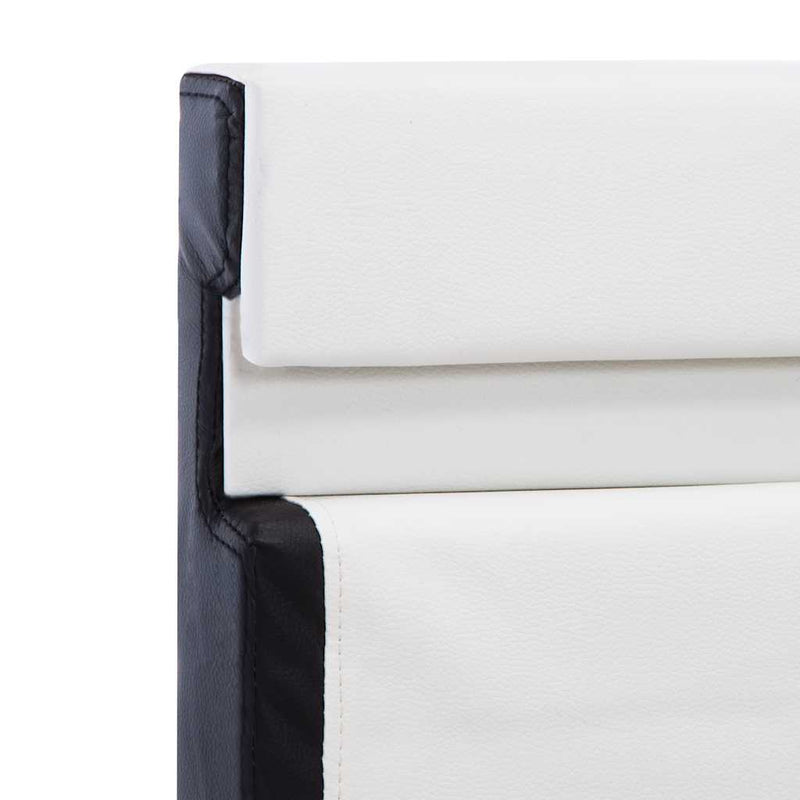 Cadru de pat cu LED, alb, 140 x 200 cm, piele ecologică