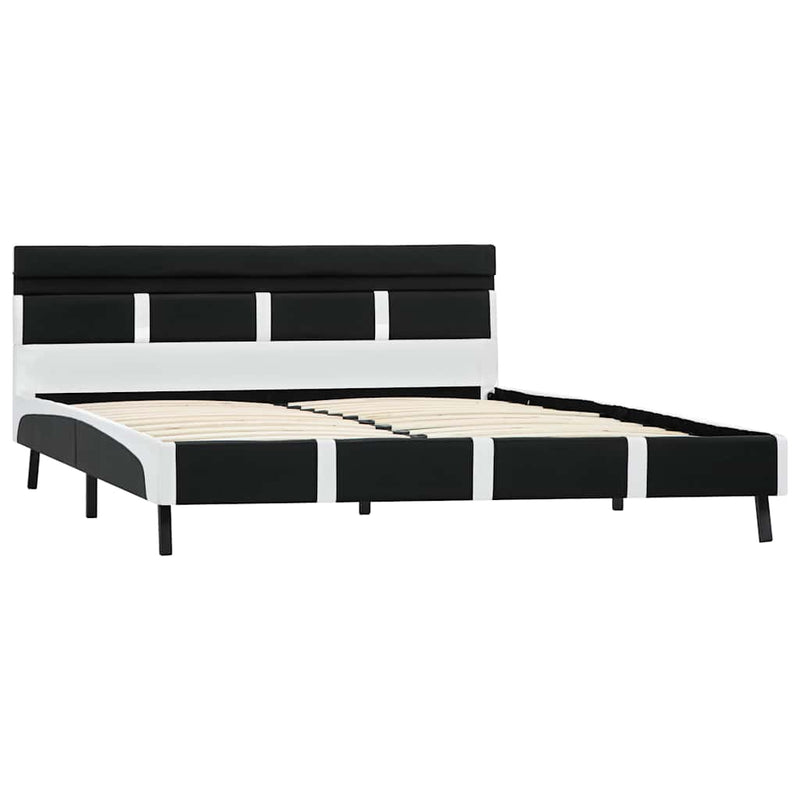 Cadru de pat cu LED, negru, 140 x 200 cm, piele ecologică