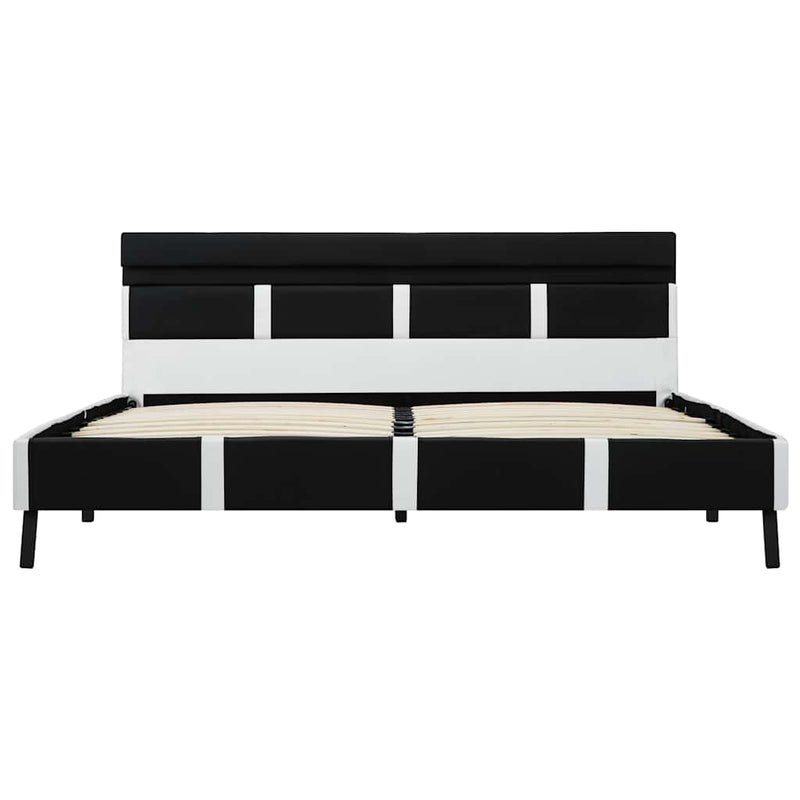 Cadru de pat cu LED, negru, 140 x 200 cm, piele ecologică