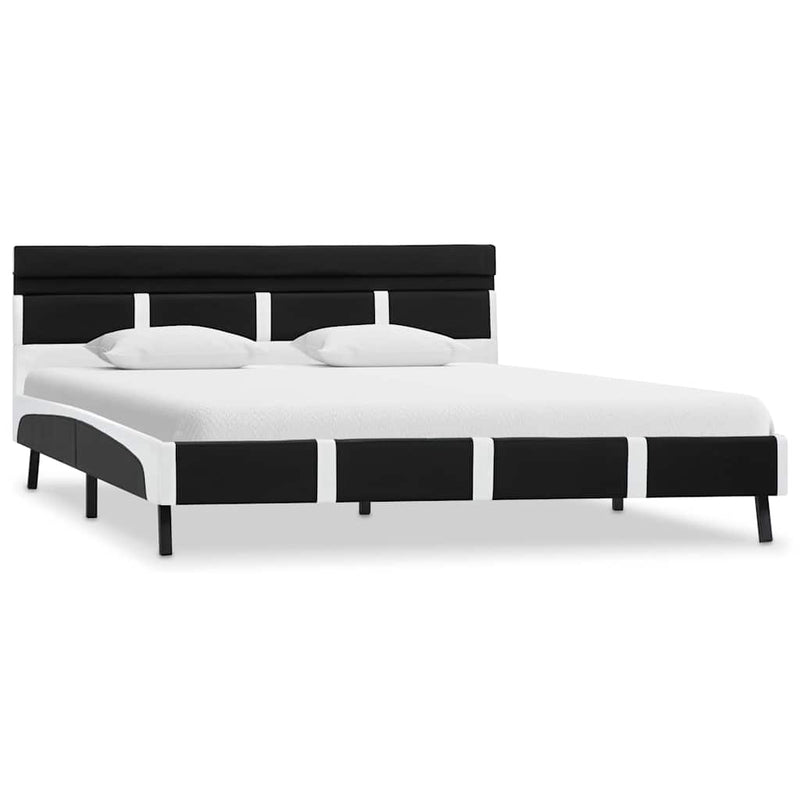Cadru de pat cu LED, negru, 160 x 200 cm, piele ecologică