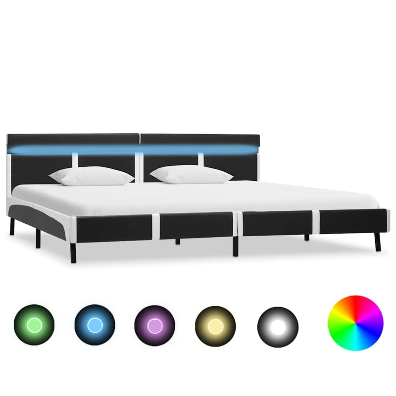 Cadru de pat cu LED, gri, 180 x 200 cm, piele artificială