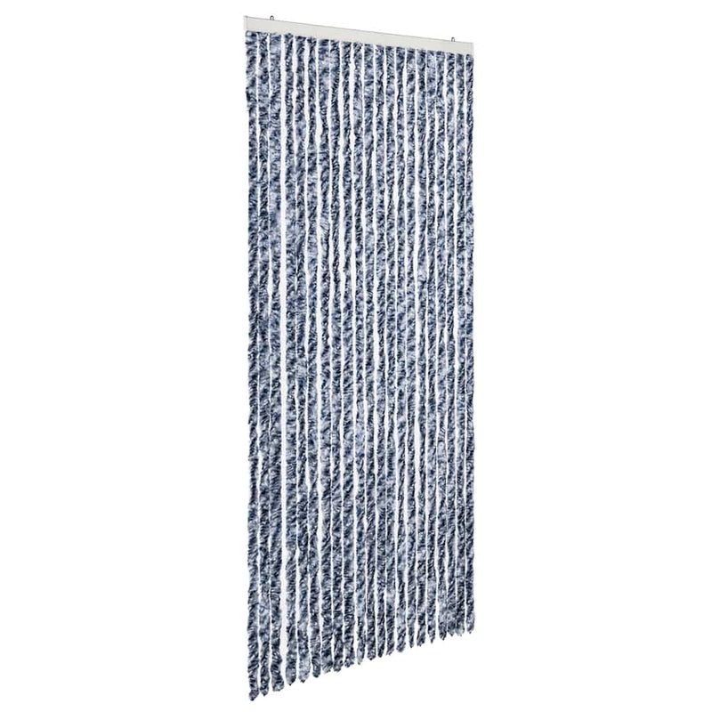 Perdea de insecte, albastru, alb, argintiu, 90x220 cm, Chenille