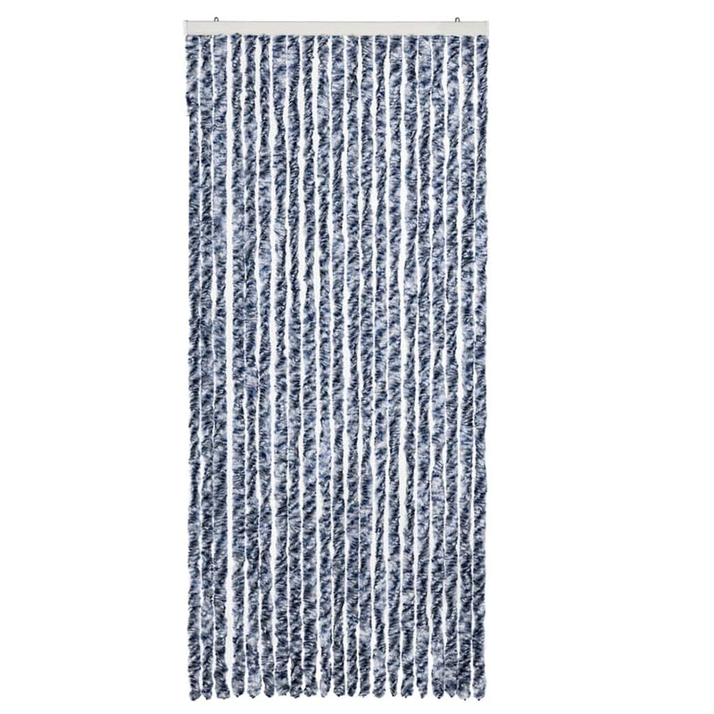 Perdea de insecte, albastru, alb, argintiu, 90x220 cm, Chenille
