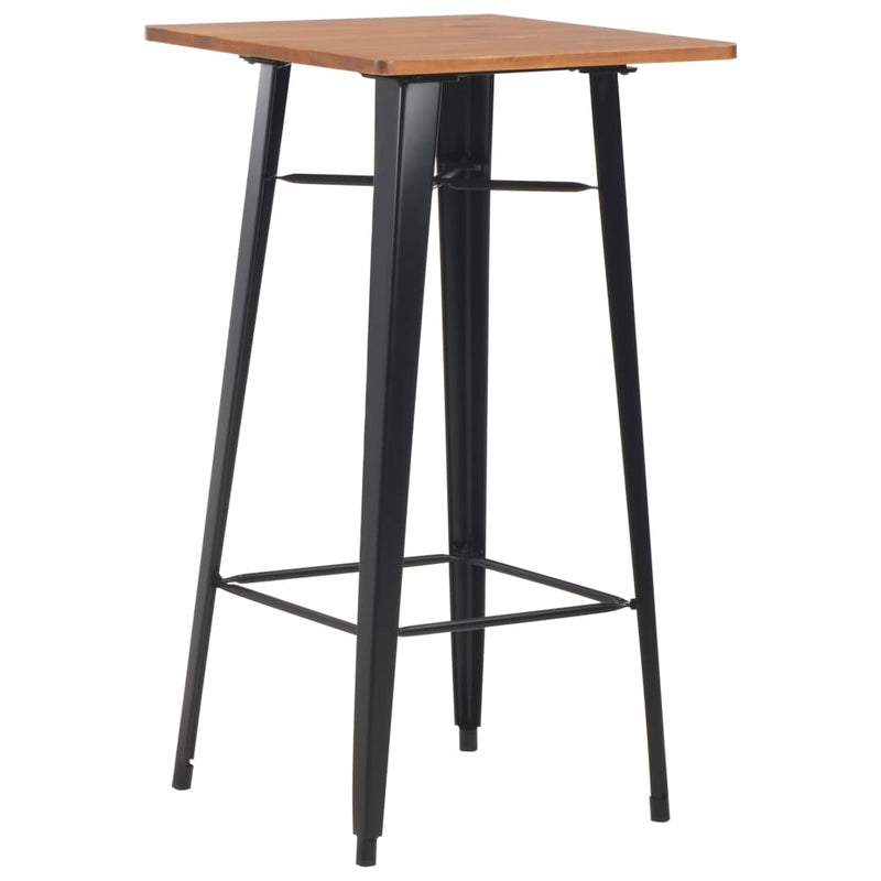 Set mobilier de bar, 3 piese, maro și negru, oțel