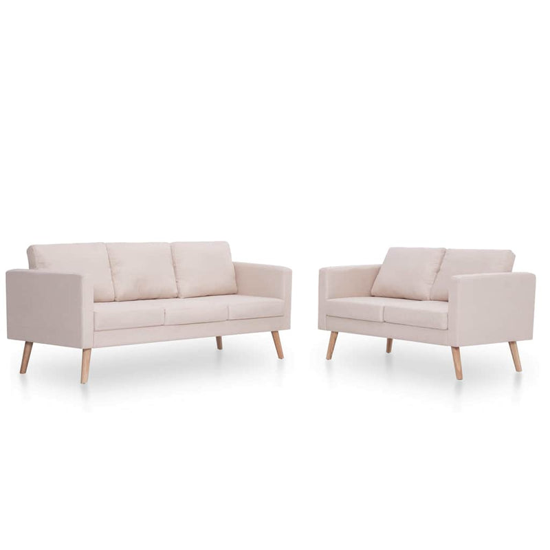 Set de canapele, 2 piese, crem, material textil