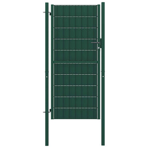 Poartă de gard din PVC și oțel, verde, 100x204 cm