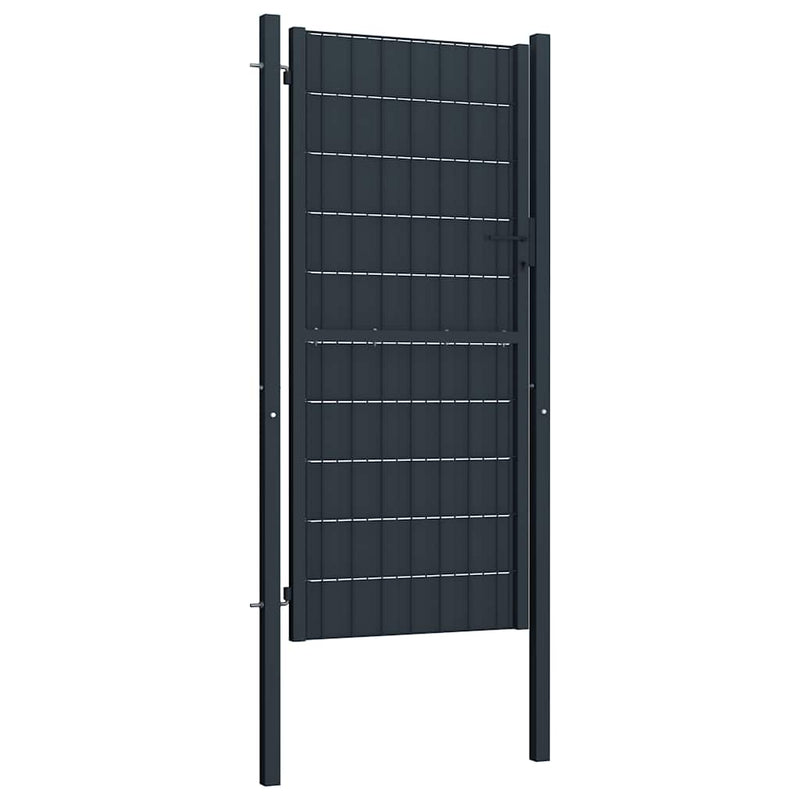 Poartă de gard din PVC și oțel, 100x164 cm, antracit