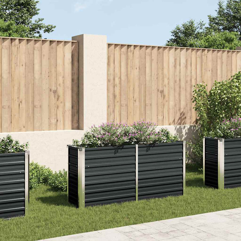 Strat înălțat de grădină antracit 160x40x77 cm oțel galvanizat