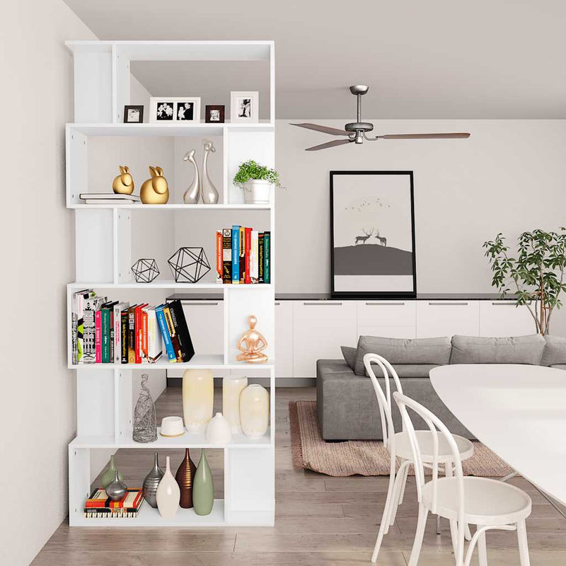 Bibliotecă/Separator cameră, alb, 80x24x192 cm, lemn prelucrat