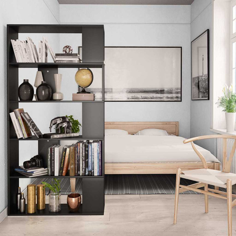 Bibliotecă/Separator cameră negru, 80x24x159 cm, lemn prelucrat
