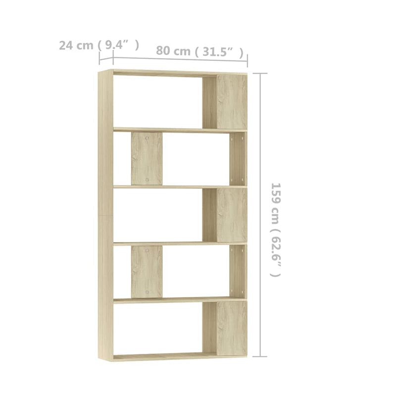 Bibliotecă/Separator, stejar sonoma 80x24x159 cm lemn prelucrat