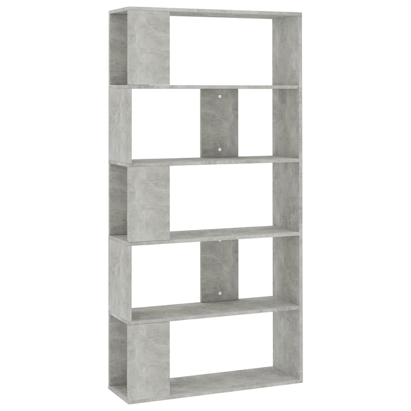 Bibliotecă/Separator, gri beton, 80x24x159 cm, lemn prelucrat