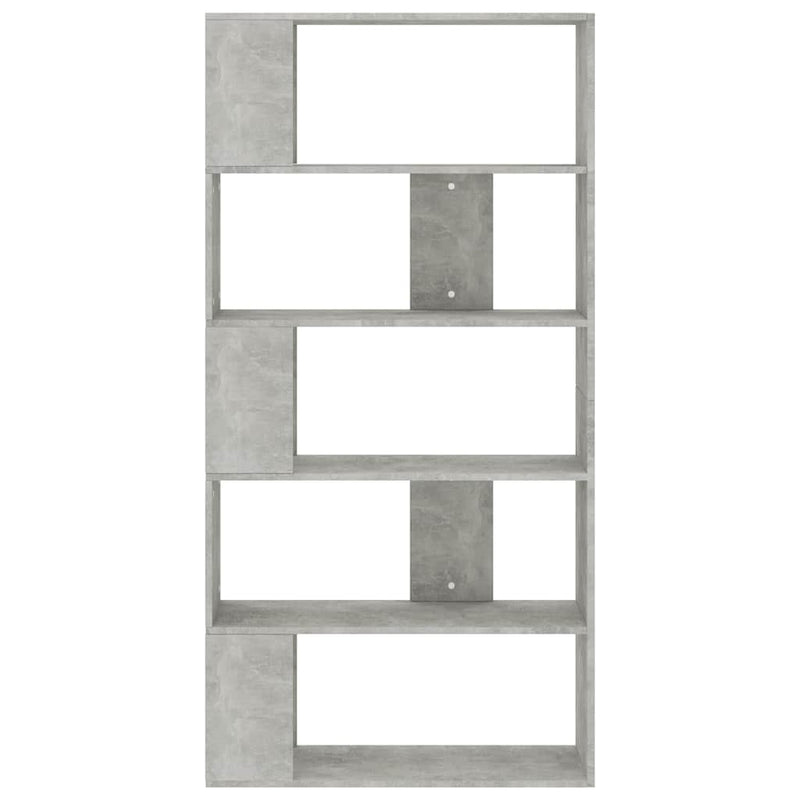 Bibliotecă/Separator, gri beton, 80x24x159 cm, lemn prelucrat