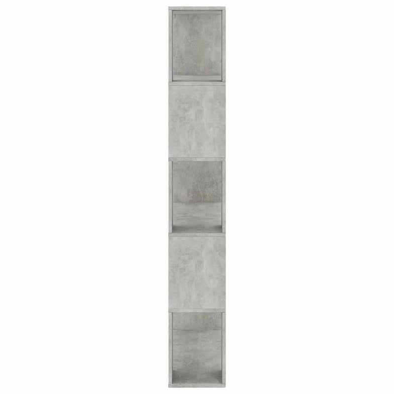 Bibliotecă/Separator, gri beton, 80x24x159 cm, lemn prelucrat