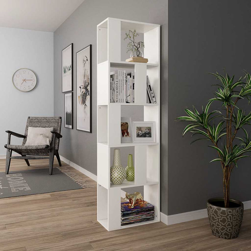 Bibliotecă/Separator cameră, alb, 45x24x159 cm, lemn prelucrat