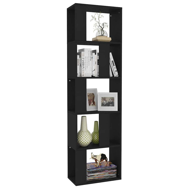 Bibliotecă/Separator cameră negru, 45x24x159 cm, lemn prelucrat