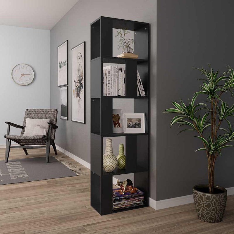 Bibliotecă/Separator cameră negru, 45x24x159 cm, lemn prelucrat