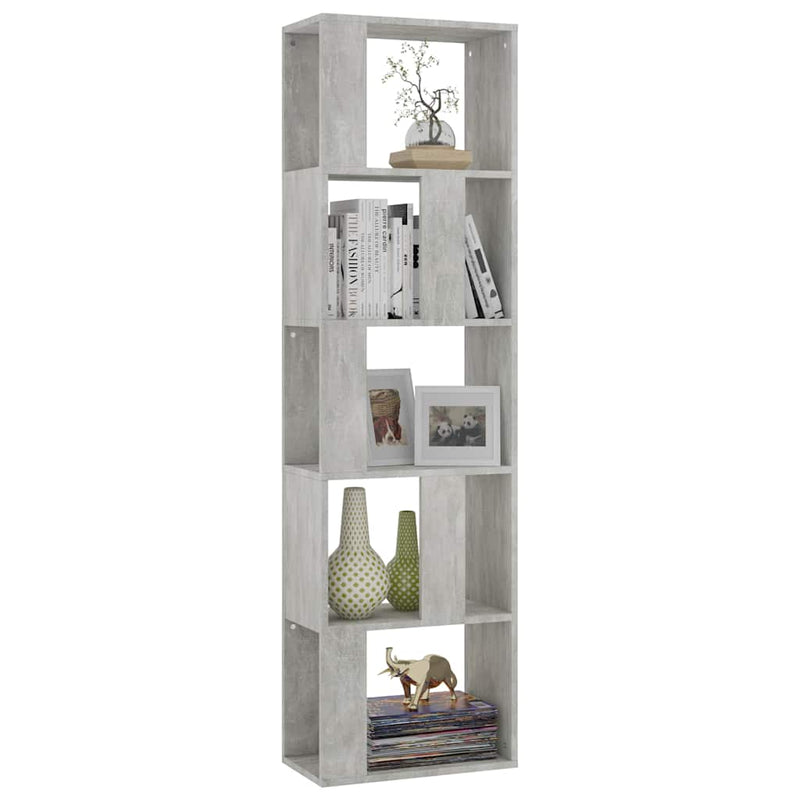 Bibliotecă/Separator, gri beton, 45x24x159 cm, lemn prelucrat