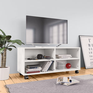 Dulap TV cu rotile, alb, 90x35x35, lemn prelucrat