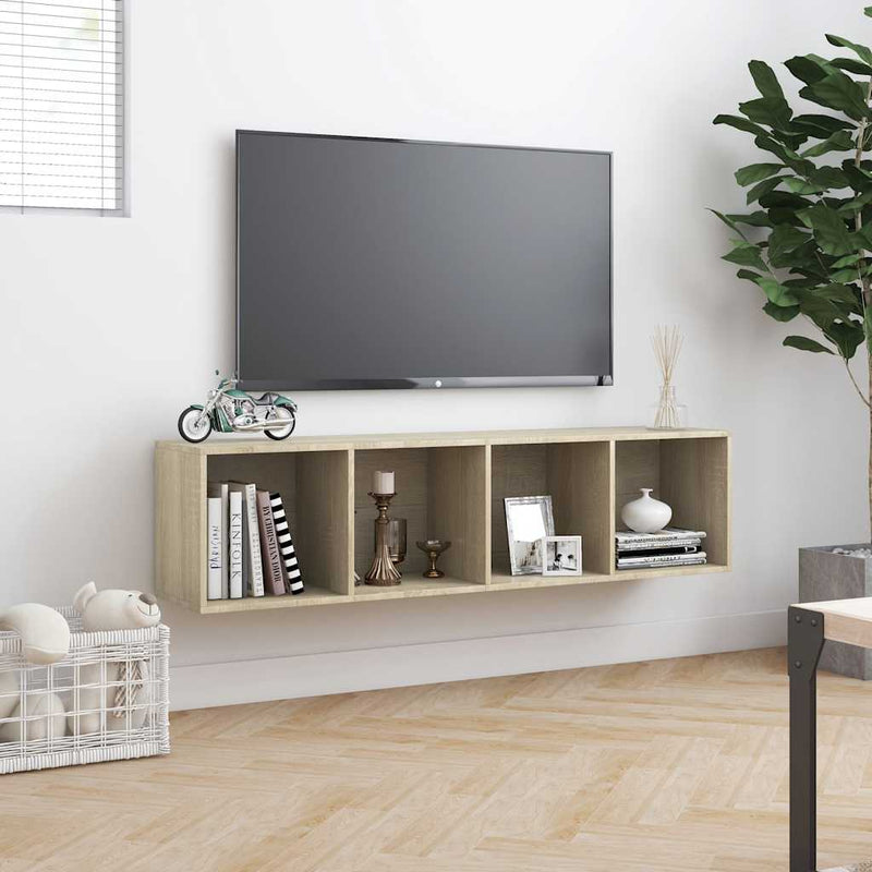 Bibliotecă/Comodă TV, stejar sonoma, 143x30x36 cm
