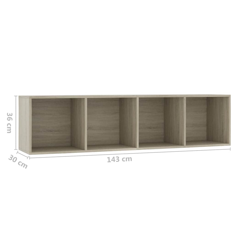 Bibliotecă/Comodă TV, stejar sonoma, 143x30x36 cm