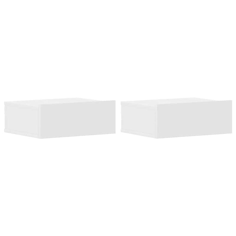Noptiere suspendate, 2 buc., alb, 40x30x15 cm, lemn prelucrat