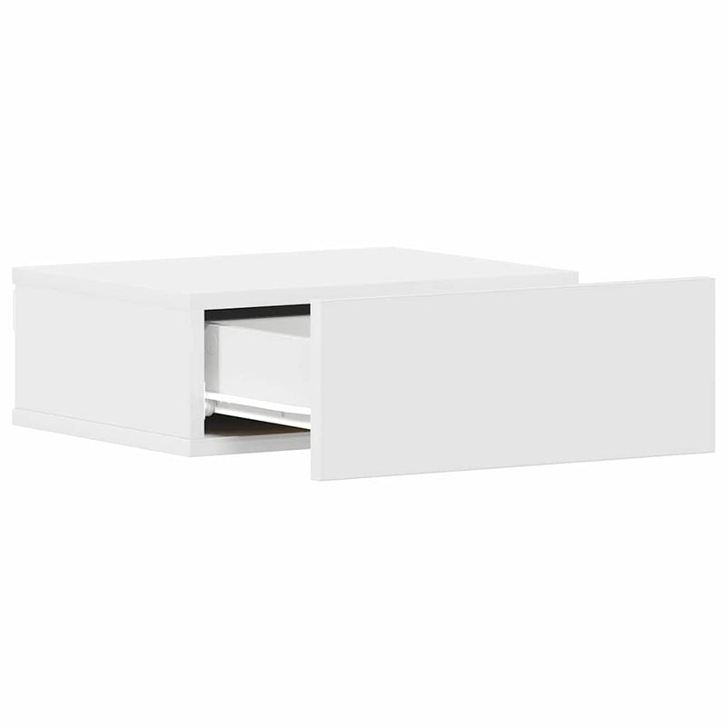 Noptiere suspendate, 2 buc., alb, 40x30x15 cm, lemn prelucrat