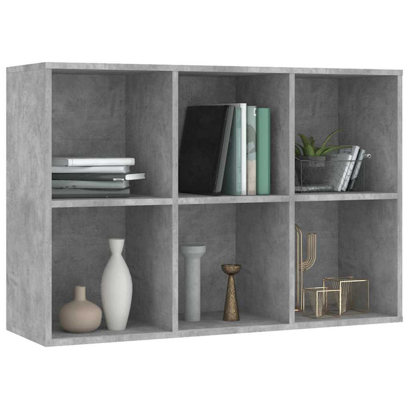 Bibliotecă/Servantă, gri beton, 66x30x98 cm, PAL