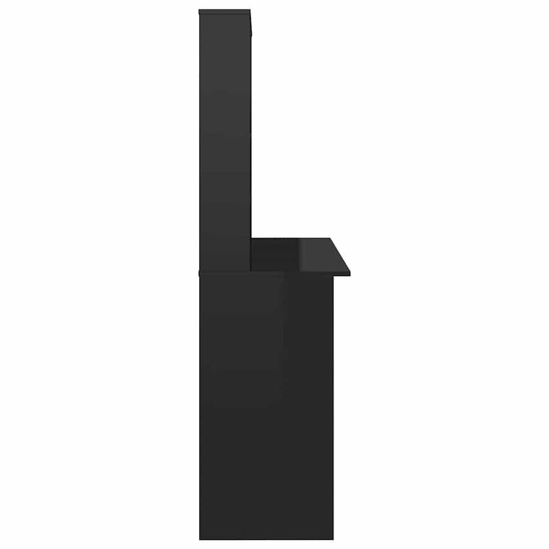 Birou cu rafturi, negru extralucios, 110x45x157 cm, PAL