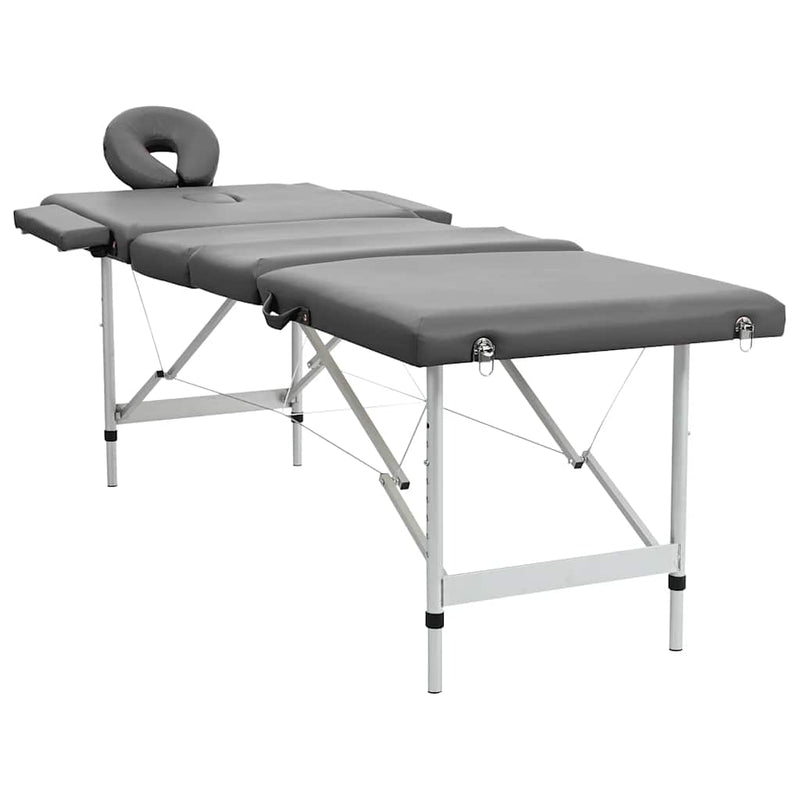 Masă de masaj cu 4 zone, cadru aluminiu, antracit, 186 x 68 cm