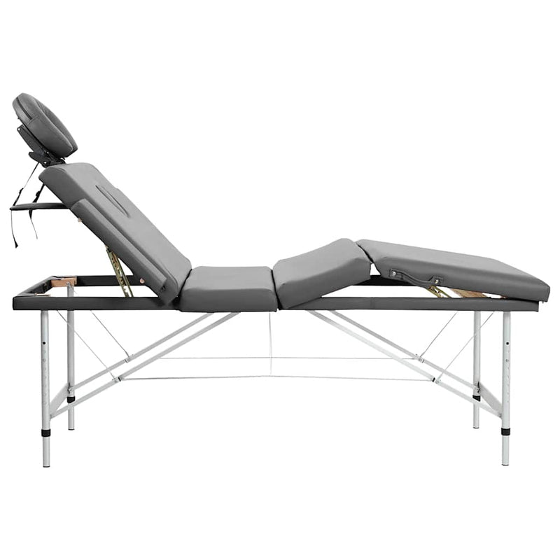 Masă de masaj cu 4 zone, cadru aluminiu, antracit, 186 x 68 cm