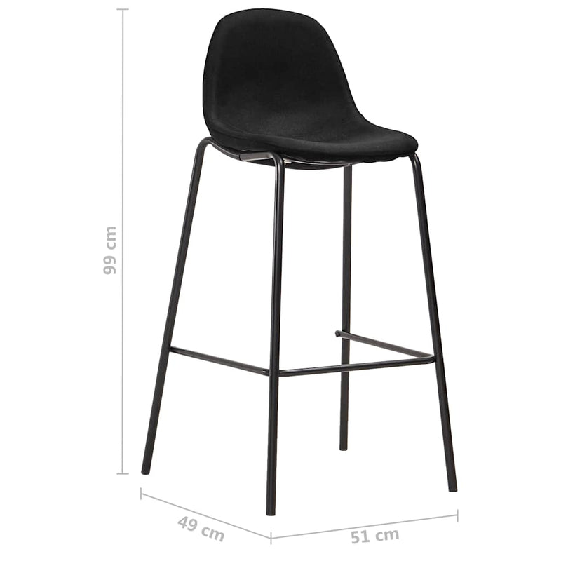 Scaune de bar, 2 buc., negru, material textil