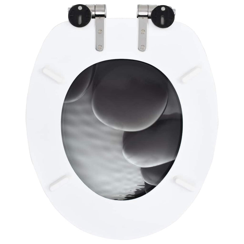 Capace WC cu închidere silențioasă, 2 buc., MDF, design pietre