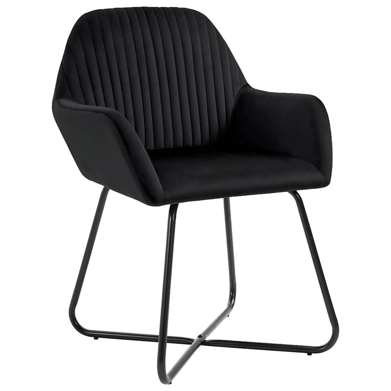 Scaune de sufragerie, 6 buc, negru, catifea