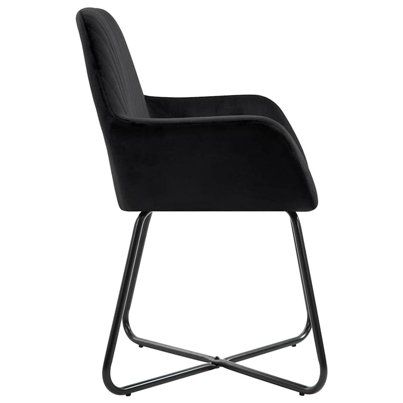 Scaune de sufragerie, 6 buc, negru, catifea