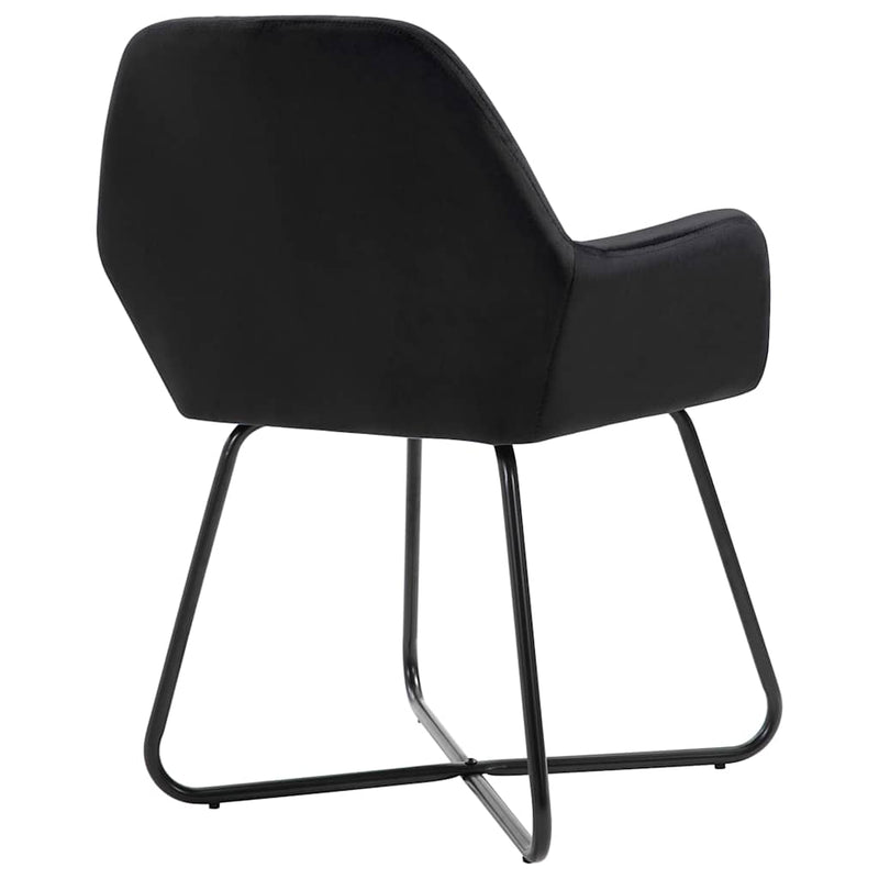 Scaune de sufragerie, 6 buc, negru, catifea