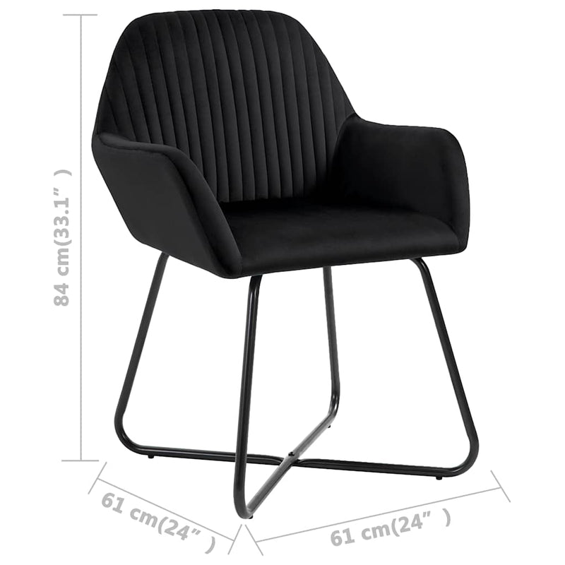 Scaune de sufragerie, 6 buc, negru, catifea