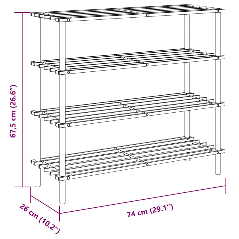 Raft de pantofi cu 4 niveluri, lemn masiv de brad