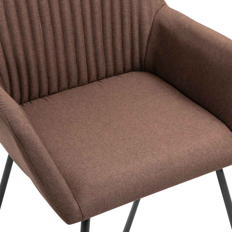 Scaune de bucătărie, 4 buc., maro, material textil