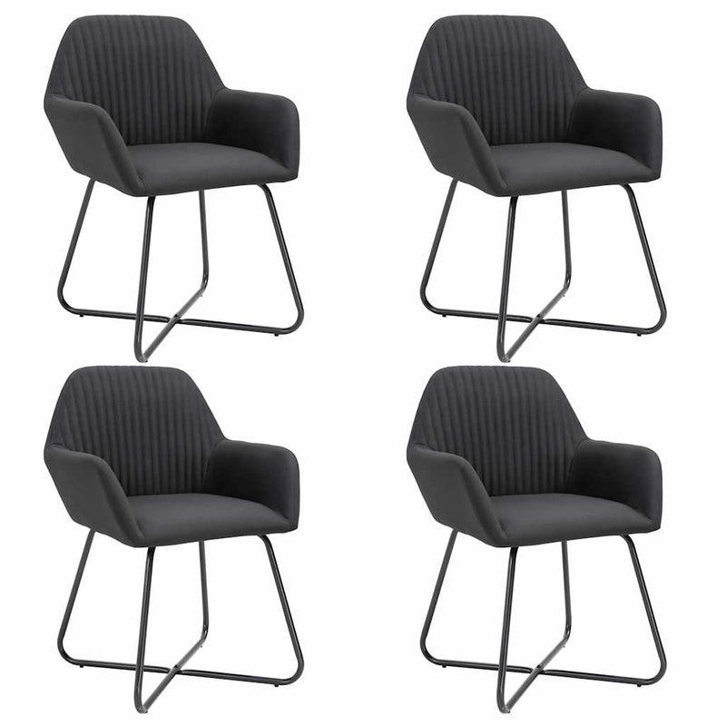 Scaune de bucătărie, 4 buc., negru, material textil