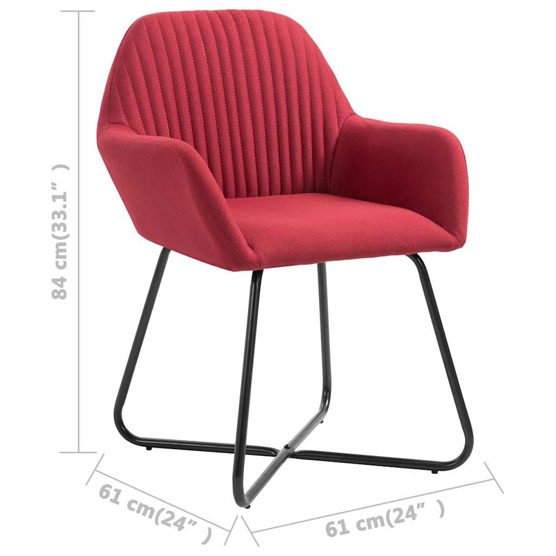 Scaune de bucătărie, 4 buc., roșu vin, material textil