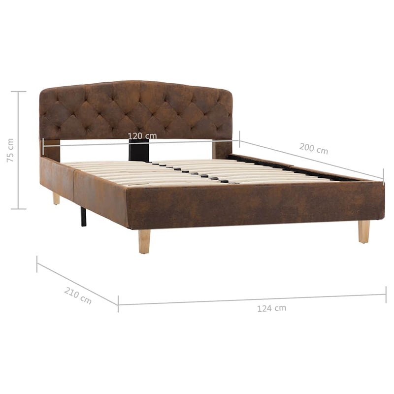 Cadru de pat, maro, 120x200 cm, piele întoarsă ecologică